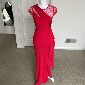 ABS - red dress with lace sleeves - US XS